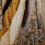 cross stitch celtic autumn closeup dress beads, lavender & lace