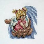 cross stitch baby girl angel in hand, may the Lord hold you