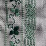 cross stitch celtic challenge closeup, stitched over one, green