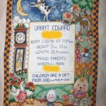 cross stitch fairy tale baby birth announcement , humpty dumpty, clock, cow over moon, flowers, children