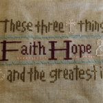 cross stitch faith, hope & love, vintage saying by lizzie kate