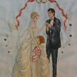 cross stitch forever yours, model stitching, bride and groom, wedding