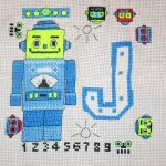 cross stitch funky robot