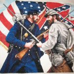 cross stitch gettysburg, civil war, north, south, soldiers, flags