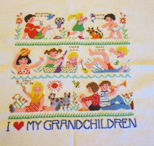 cross stitch i love my grandchildren, summer, kids