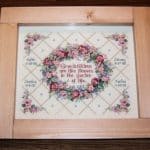 cross stitch grandchildren are like flowers, family, floral wreath