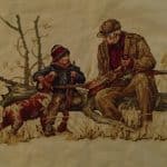 cross stitch Grandpa and boy with dog