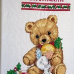 cross stitch holly angel christmas stocking, holiday bear, sleeping angel baby, ornaments