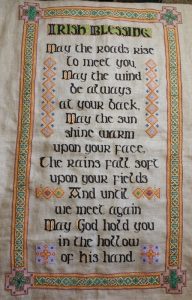 cross stitch irish blessing, may the road rise, celtic