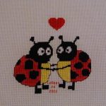 cross stitch lady bug , baby coles quilt, charity quilt