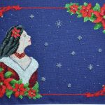 cross stitch magic wishes christmas lady, snow, poinsettia, holiday, model stitching