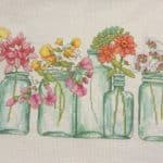 cross stitch mason jar lineup ,flowers, floral