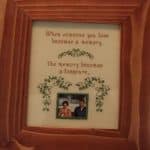 cross stitch custom memorial, memory becomes treasure, photo frame