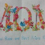cross stitch mom, floral lettering
