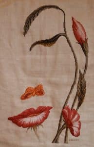 cross stitch mouth of the flower, face, floral, butterfly