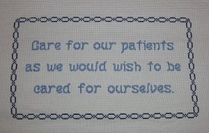 cross stitch patient care saying