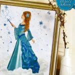 cross stitch queen of air lady, maiden blue dress on clouds, stars, model stitching