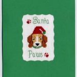 cross stitch card santa paws, holiday christmas dog