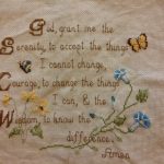 cross stitch serenity prayer, God grant me, religion, floral