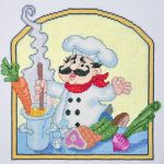 cross stitch soup chef, model stitching, food, cooking
