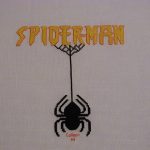 cross stitch charity quilt spiderman name with spider and web