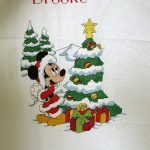 cross stitch christmas stocking, winter, tree with gifts