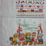 cross stitch bear banner christmas stocking,