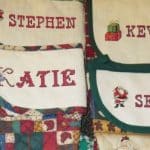 cross stitch stocking tops, names, christmas