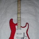 cross stitch stratocastor red guitar