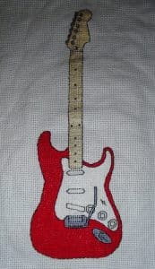 cross stitch stratocastor red guitar