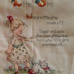cross stitch sugar and spice, little girl with kitten