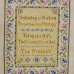 cross stitch the present yesterday, tomorrow, today, floral border