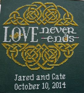 cross stitch the wedding gift, celtic, love never ends