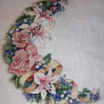 cross stitch to have and to hold wedding progress photo, floral, ribbon