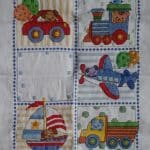 cross stitch transportation baby announcement, car, train, plain , boat and truck with animals