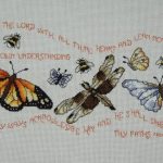 Cross stitch trust in the Lord, proverbs, butterflies and bees, religion