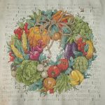 cross stitch vegetable wreath, food, kitchen