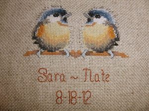 cross stitch birds wedding