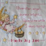 cross stitch angel baby girl birth announcement record, guardian
