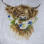 cross stitch daisy coo cow, floral