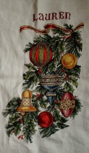 cross stitch dazzling ornament stocking by needle treasure, christmas ornaments, greenery