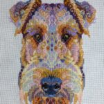 cross stitch welsh terrier, airdale terrier dog