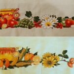 cross stitch seasonal apples and oranges, flowers, fruit