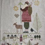 Cross stitch stocking shepherds bush richard, primitive santa with trees and animals