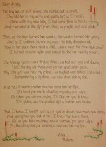 custom cross stich poem son in law